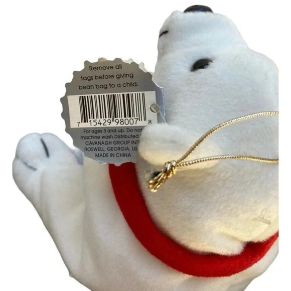 1998 COCA COLA Polar Bear Bean Bag Plush 5 1/2" Soda Red Scarf Collectable - Picture 5 of 6